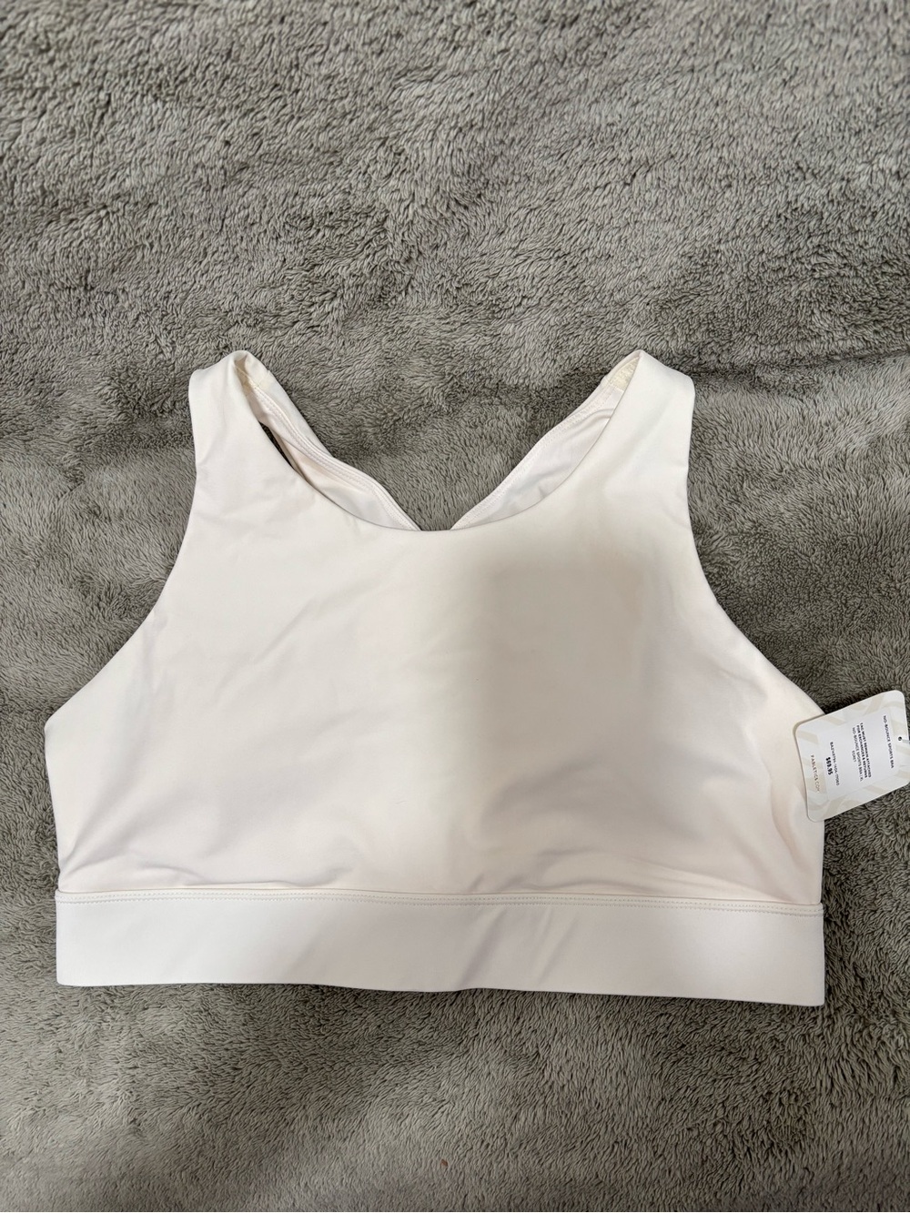 Fabletics Light Cream High-Neck Sports Bra